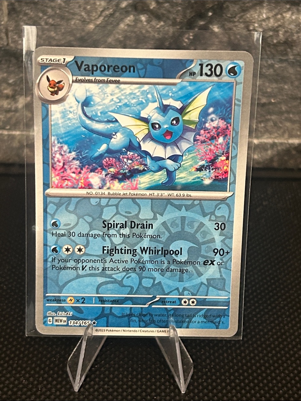 Pokemon Vaporeon Reverse Holo 134/165 from the Scarlet & Violet 151 Set M/NM‎